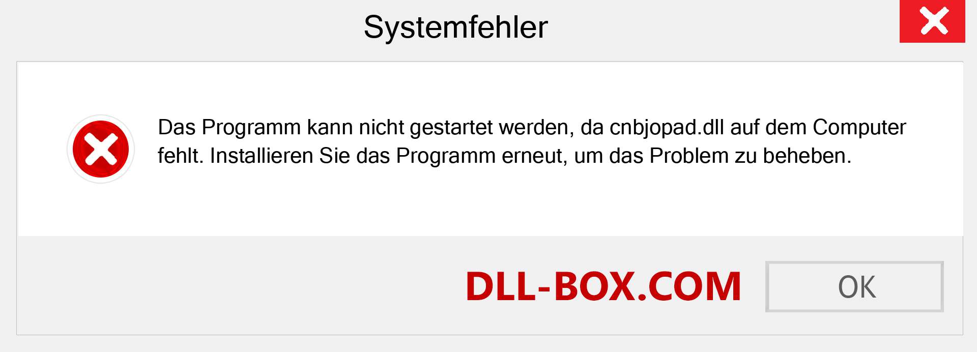 cnbjopad.dll-Datei fehlt?. Download für Windows 7, 8, 10 - Fix cnbjopad dll Missing Error unter Windows, Fotos, Bildern